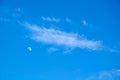 Blue sky background with white clouds and moon Royalty Free Stock Photo