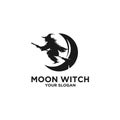 Moon witch silhouette logo