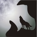 Moon and wolf Royalty Free Stock Photo