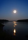 Moonbeam in river Royalty Free Stock Photo