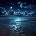 moonbeam in river landscape Royalty Free Stock Photo