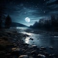 moonbeam in river landscape