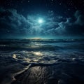 moonbeam in river landscape Royalty Free Stock Photo