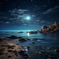 moonbeam in river landscape Royalty Free Stock Photo