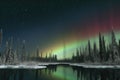 moonbow against a backdrop of northern lights Royalty Free Stock Photo