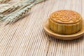 Mooncake, Chinese Midautumn festival dessert with copyspace