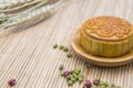 Mooncake, Chinese Midautumn festival dessert with copyspace