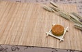 Mooncake, Chinese Midautumn festival dessert with copyspace Royalty Free Stock Photo