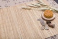 Mooncake, Chinese Midautumn festival dessert with copyspace Royalty Free Stock Photo