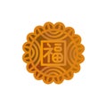 Mooncake icon design. Chinese Mid-Autumn Festival symbol with a Chinese character meaning `happiness, good fortune, blessing`.