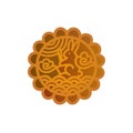 Mooncake icon design. Chinese Mid-Autumn Festival symbol with a lunar rabbit.