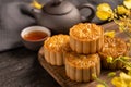 Mooncake, Moon cake for Mid-Autumn Festival, concept of traditional festive food