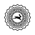 Rabbit mooncake icon, flat design Royalty Free Stock Photo