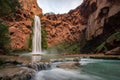 Mooney Falls in Havasupai Canyon, Arizona Royalty Free Stock Photo