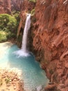 Mooney Falls portrait shot Havasu Falls Grand Canyon Arizona Royalty Free Stock Photo