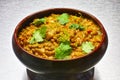 Moong Dal, indian vegetarian lentil soup in terra cotta bowl. Royalty Free Stock Photo