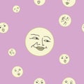 Smiling Moons in Pink sky