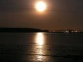 Moonlight on Chichester harbour, England, UK.