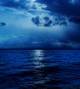 Moonlight in clouds over water Royalty Free Stock Photo