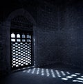 Moonlight coming through the window of mausoleum o Royalty Free Stock Photo