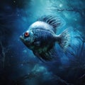 Moonlight gourami (Trichopodus microlepis), also known as the mo  Made With Generative AI illustration Royalty Free Stock Photo