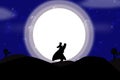 Moonlight Landscape Illustration,Silhouette Love Birds Wallpaper!