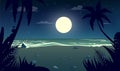 Moonlight night at the beach Royalty Free Stock Photo