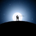 Lovers on bycicle silhouette Royalty Free Stock Photo
