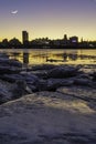 Moonlight Over Albany Skyline Royalty Free Stock Photo