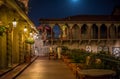 Moonlight over building architecture