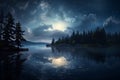 Moonlight Over a Calm Lake Valentine Day background