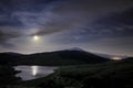 Moonlight reflection on Trearie Lake in Nebrodi Park Royalty Free Stock Photo