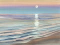 Moonlight seascape watercolor