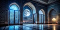 Moonlight Shine Through the Window into Islamic Mosque Interior Royalty Free Stock Photo