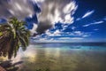 Moonlight Stars Clouds Night Reflection Blue Water Moorea Tahiti Royalty Free Stock Photo