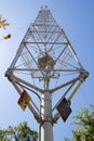 Moonlight tower base against the sky