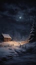 Moonlit Brotherhood: A Magical Night at the Snowy Barn Fence