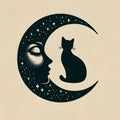 Moonlit Cat. Royalty Free Stock Photo