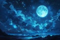 Moonlit clouds in a night sky