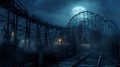 Moonlit Desolation: Forgotten Fairground./n Royalty Free Stock Photo