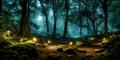 Moonlit Forest Glade. Amidst ancient trees, a moonbeam illuminates a hidden glade.