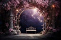 Moonlit Garden Arbor Valentine Day background