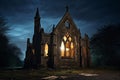 Moonlit Gaze Upon a Forgotten Church, Reverence Enshrouded in Silence