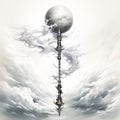 Moonlit Gothic Futurism: Delicate Shading Fantasy Mace Design