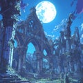 Moonlit Gothic Ruin Awaits Discovery Royalty Free Stock Photo