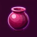 An glowing image of a maroon vase with a textured surface. The background is a deep purple color, Royalty Free Stock Photo