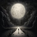 Moonlit Journey: Hyper-detailed Monochrome Illustrations Of A Lonely Landscape