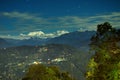 Moonlit Kanchenjungha Mountain Range of great Himalayas, Rinchenpong, Sikkim, India Royalty Free Stock Photo