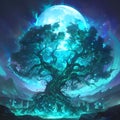 Moonlit Magic: Enchanting Tree under the Full Moon