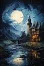 Moonlit Magic: A Haunting Tale of a Castle Bridge and Mysterious